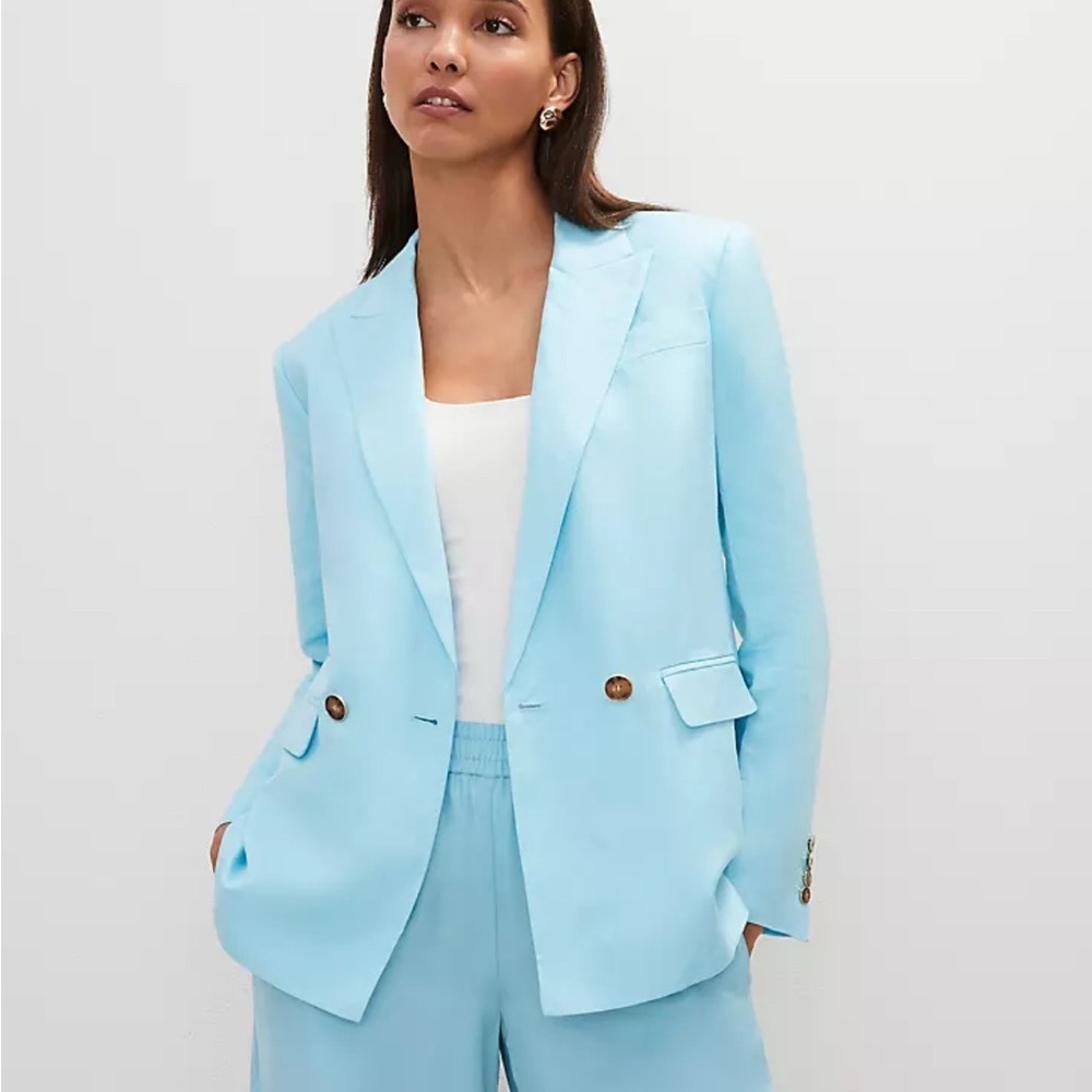 Ann Taylor The Relaxed Double Breasted Blazer in Linen Blend - Picture 6 of 7